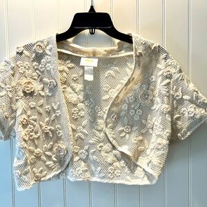 NWT Anthropologie Women's Beige Crochet Shrug - One Size